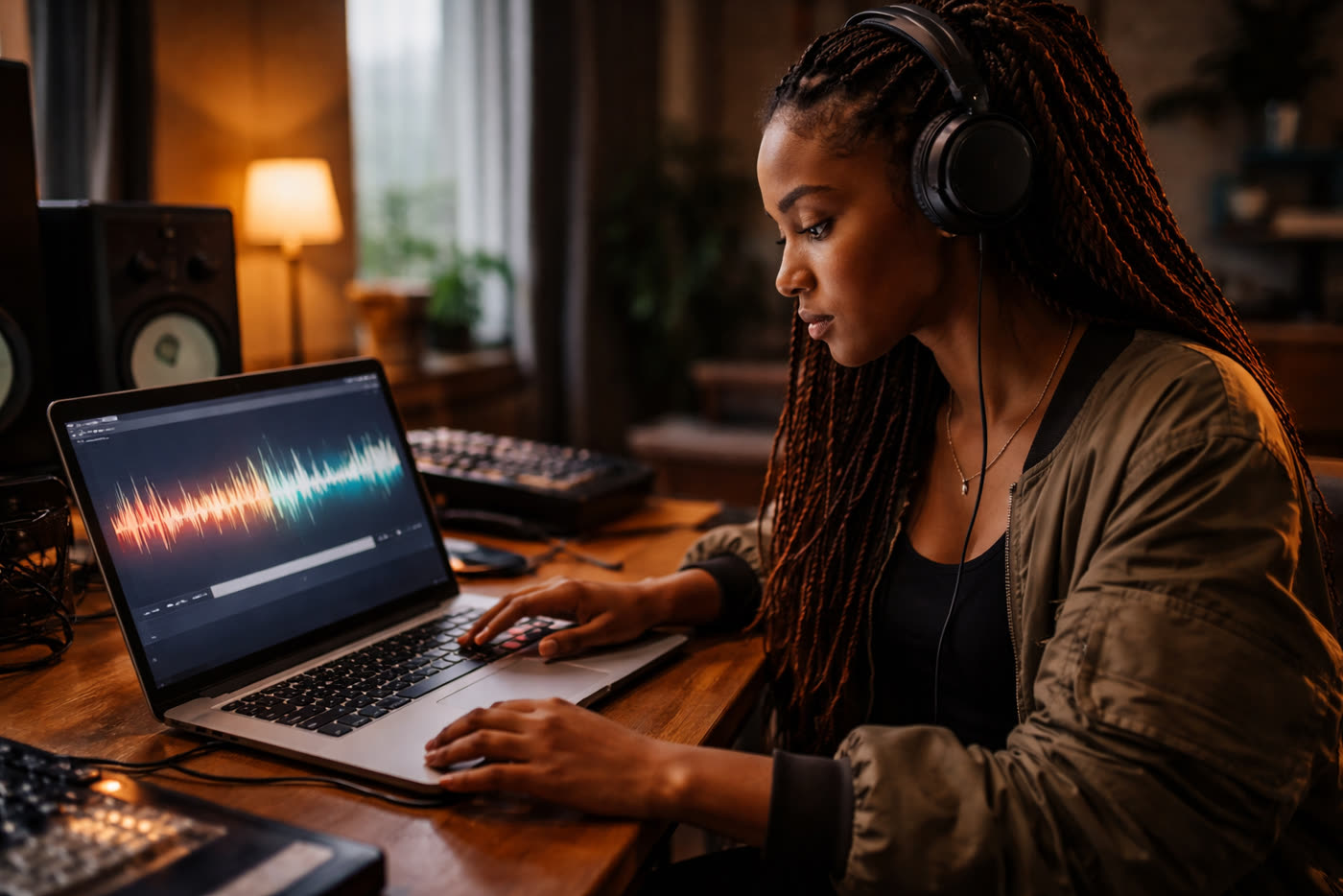 Artist preparing release details in a studio